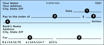 Bank check -- move mouse over check to see what it looks like filled out